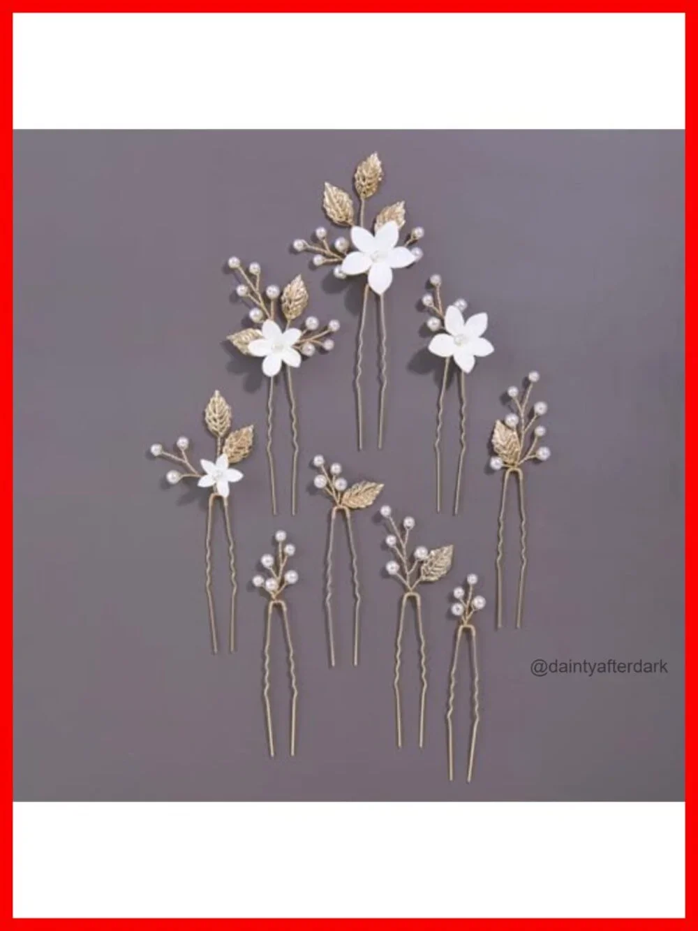 Handmade Pearl Hair Pins 9Pcs White Flower Bridal Clips for Women Wedding